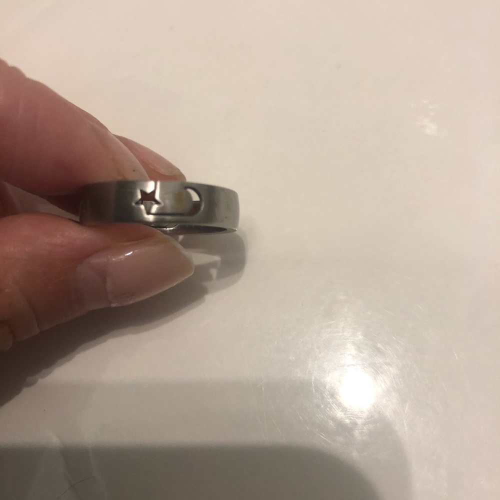 Moon and stars stainless steel ring